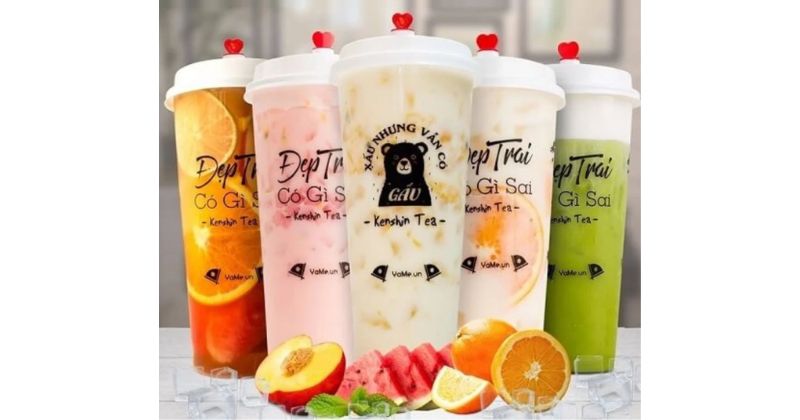 Ly trà trái cây nắp tim