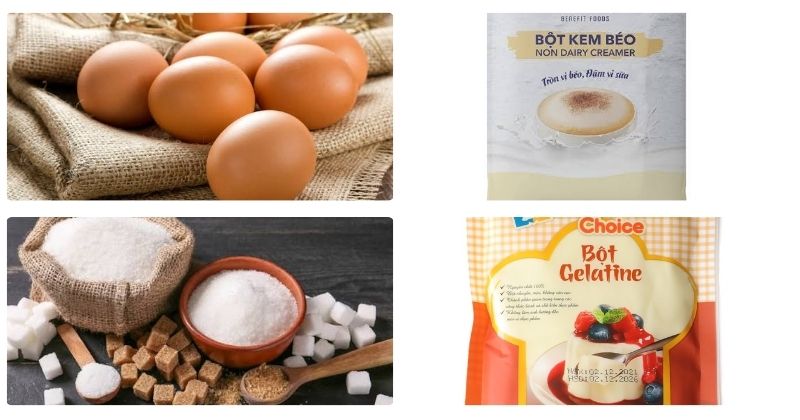 Nguyên liệu để làm pudding trứng