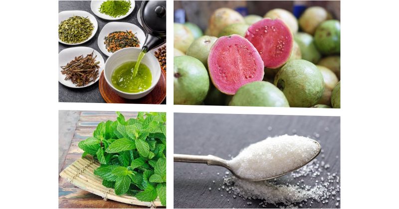 Nguyên liệu làm món trà ổi hồng tươi